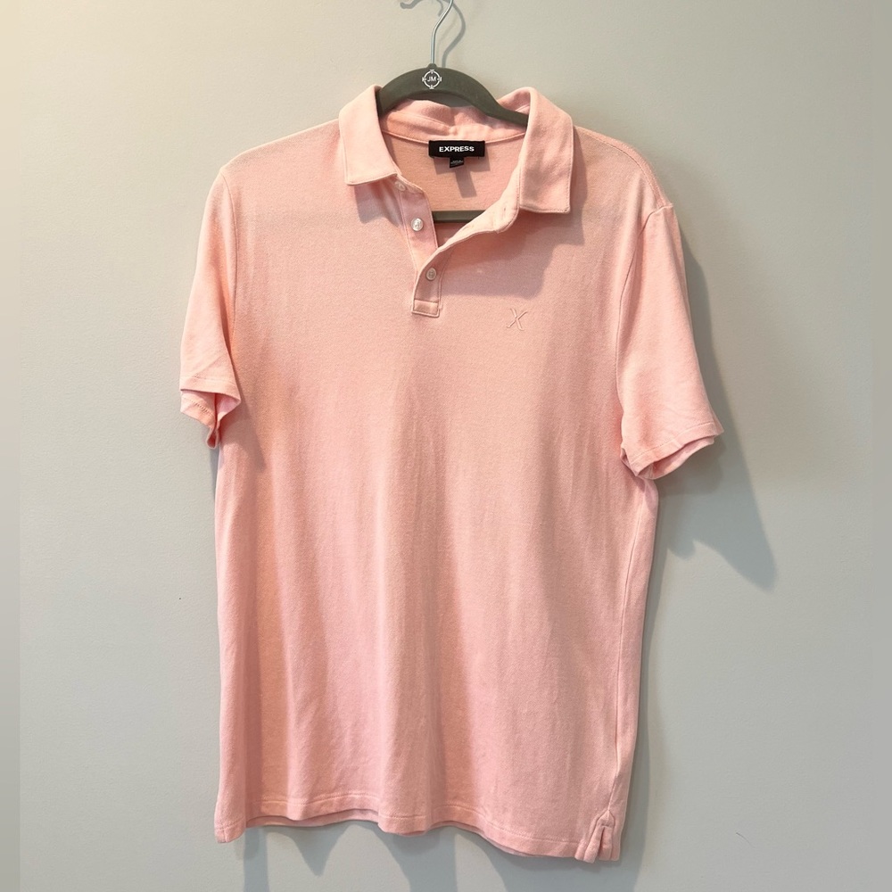 Express Men’s X Logo pink polo shirt size M